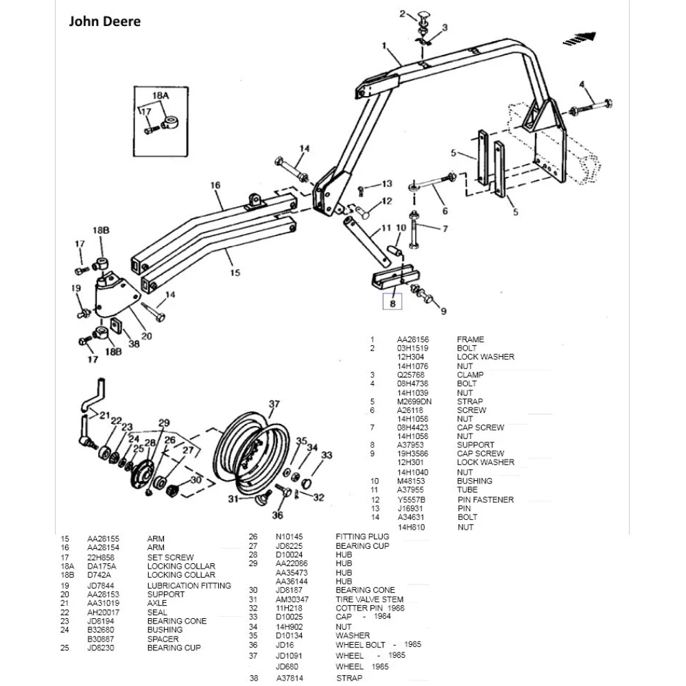 Підшипник конічний John Deere JD8187 / JD8225 (LM67048/10)