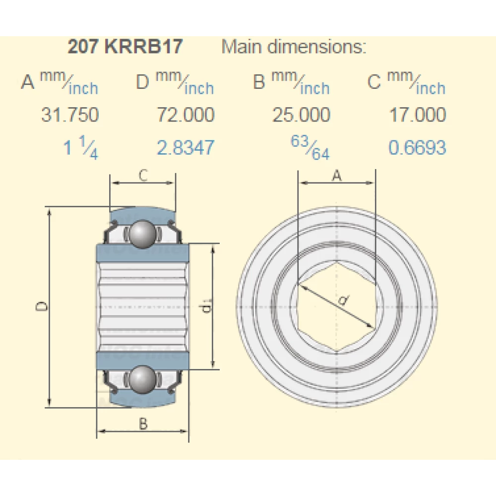 Підшипник John Deere JD9420 аналог 207KRB17