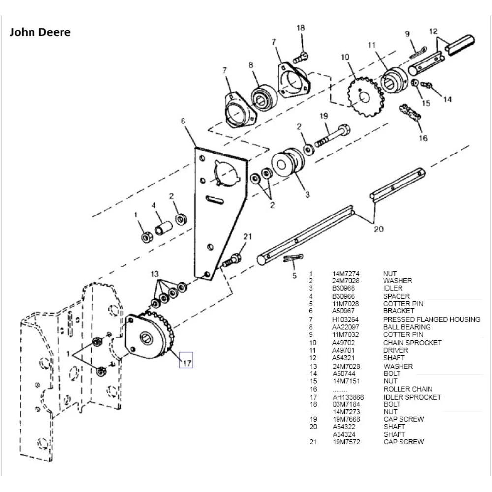 Зірочка 55 мм/34 мм, 6-гран 22,4 мм Z-19 John Deere AH133868