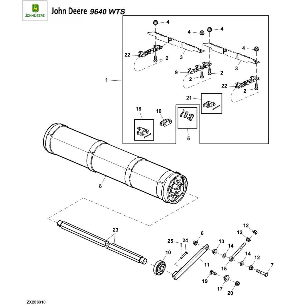Ланцюг похилої камери на John Deere 9640WTS, 9660WTS, 9680WTS, AZ63337