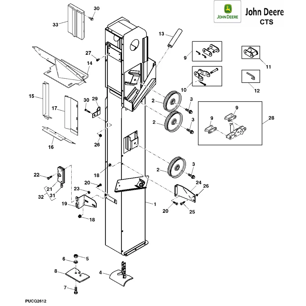 Ланцюг зернового елеватора на John Deere CTS, CTS ll, STS, AH162059