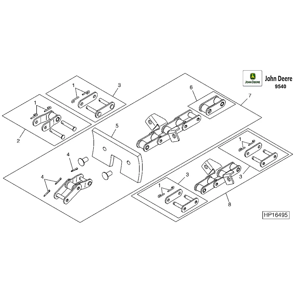 Ланцюг елеватора колосовий на John Deere 9540, 9560, 9580WTS, AH131074