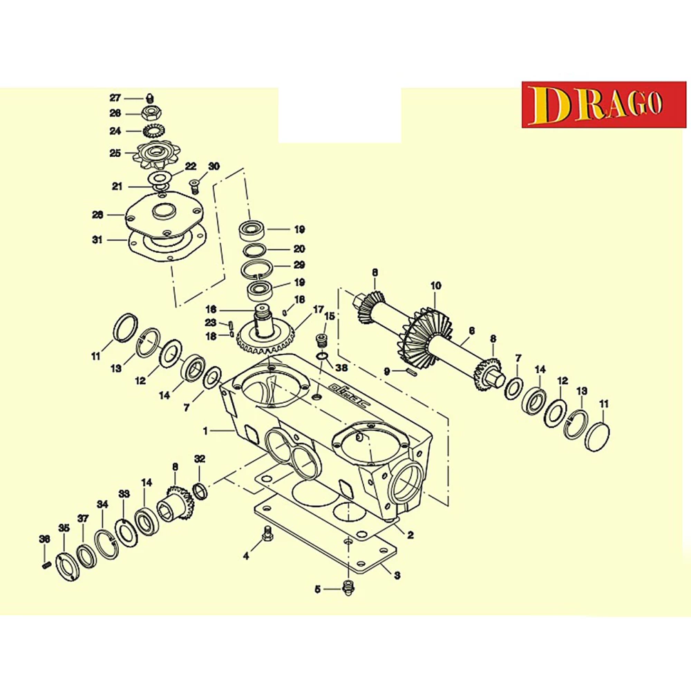 Главный редуктор (a) Ricambi Drago Fissi OLIMAC