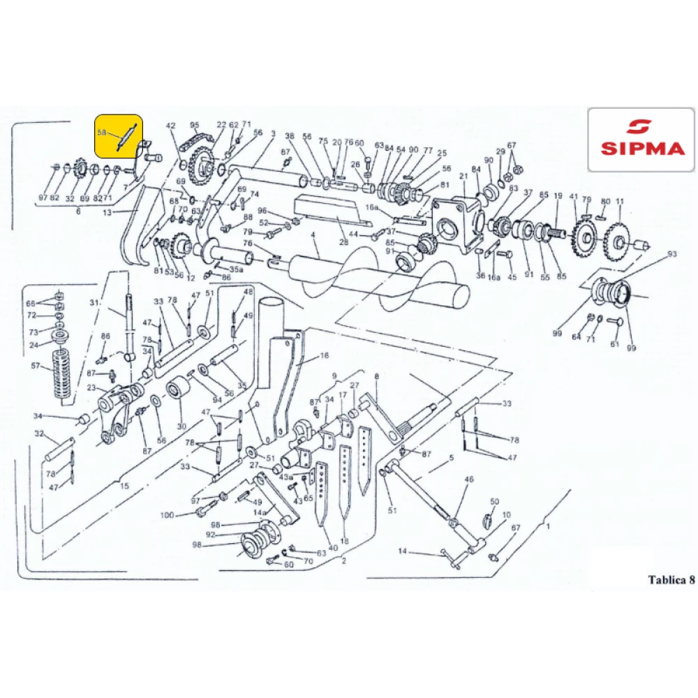 Пружина механізму знімання ланцюга приводу шенека Sipma 8900-097-655.10