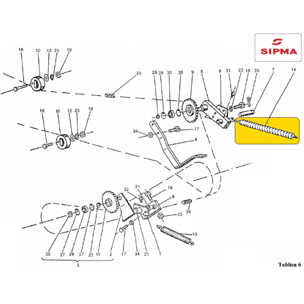 Пружина натягувача ланцюга 16B Sipma, 089-000976-5.916