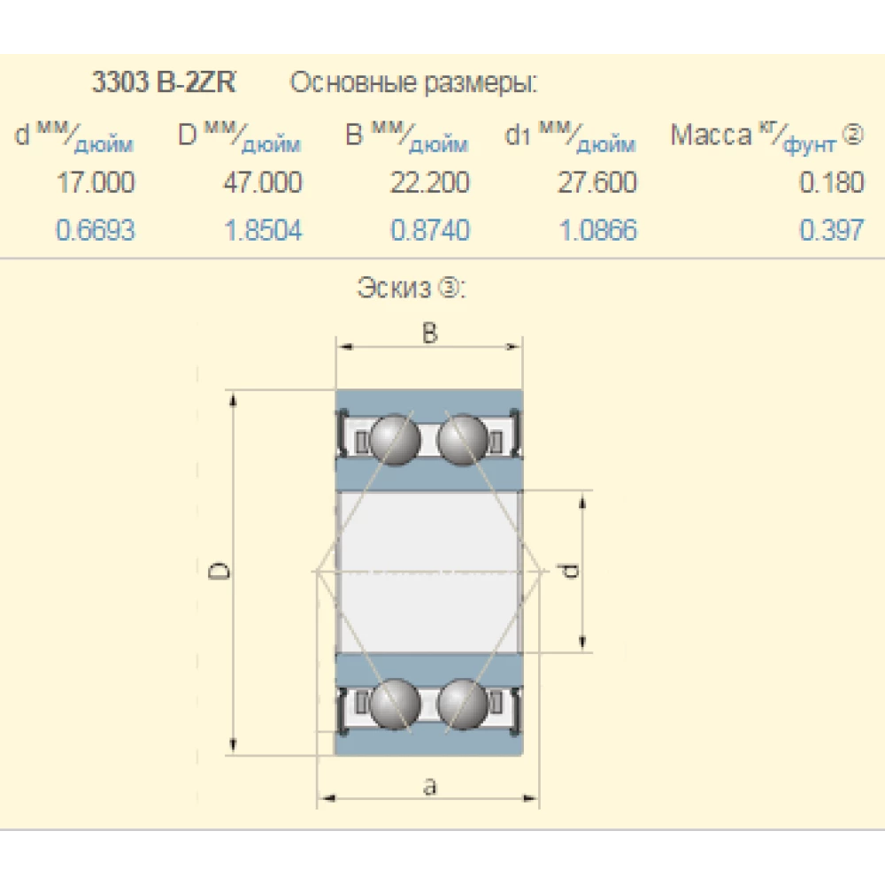 3303-2RSC3 підшипник