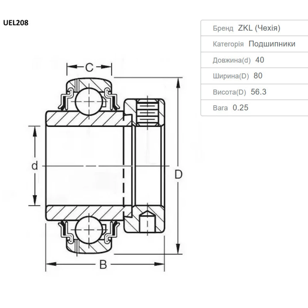 1322228C91 подшипник GE40KRRB Case UEL208 ZKL - Чехія