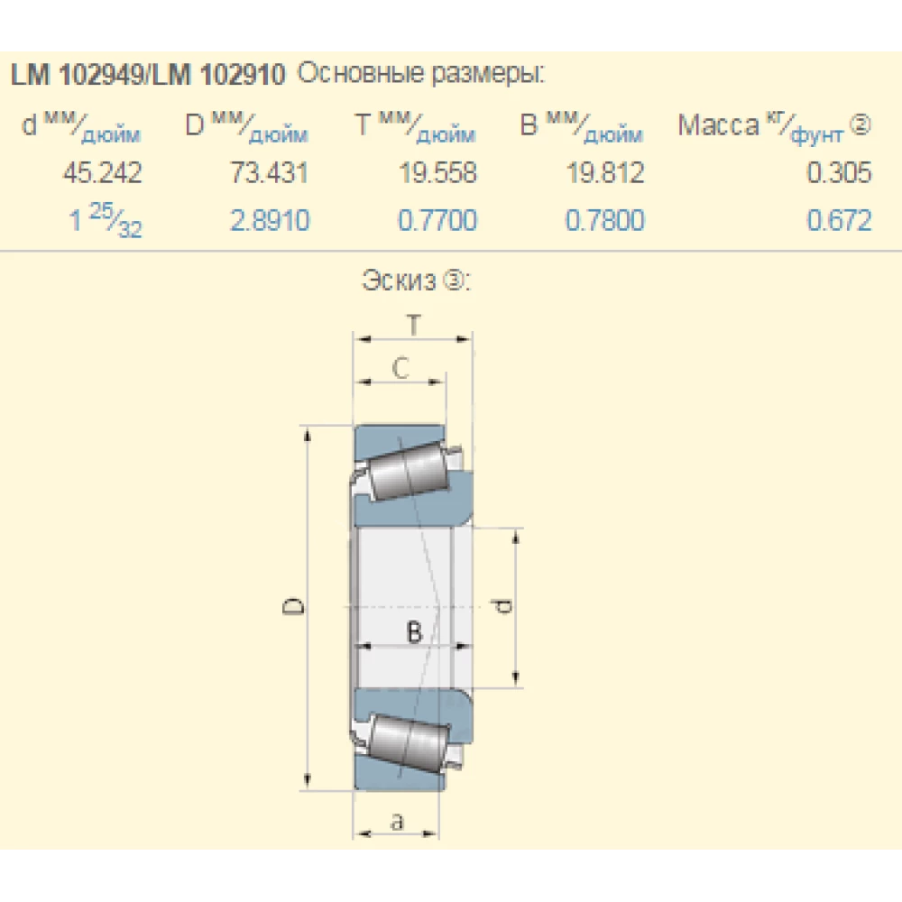 399933C91/399934C1 підшипник CASE аналог LM102949/LM102910 KOYO