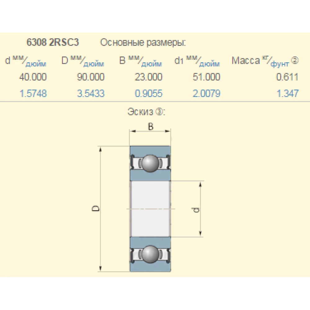 244031.0 подшипник Claas 6308-2RSC3 (з тепловим зазором) SKF