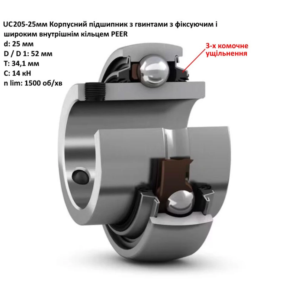 Подшипники  CASE 123286A1 UC205-25 PEER