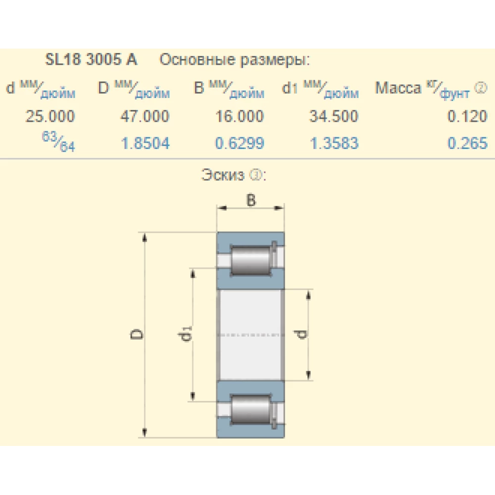 Підшипник Claas 067057.0 аналог SL18-3005A INA