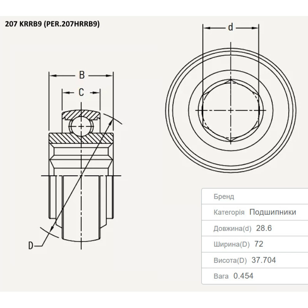 Підшипник New Holland 121602 аналог 207KRRB9 PEER