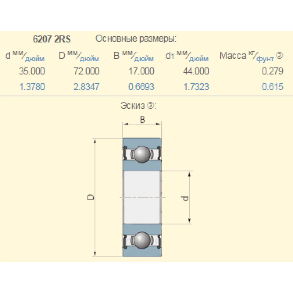 Підшипник John Deere JD7686 аналог 6207-2RS PEER