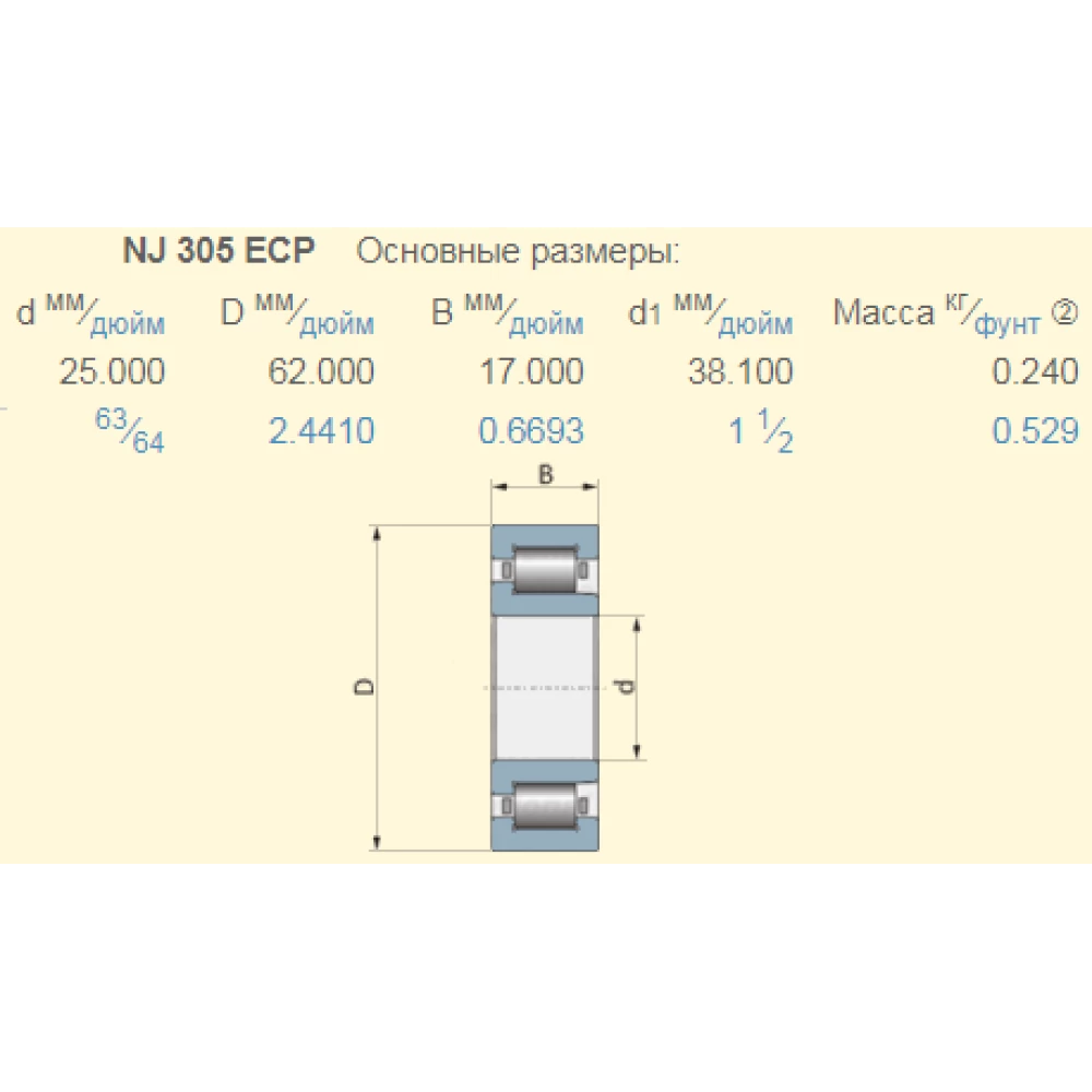 89811397 подшипники на жатку CASE 2030 аналог NJ305 FAG