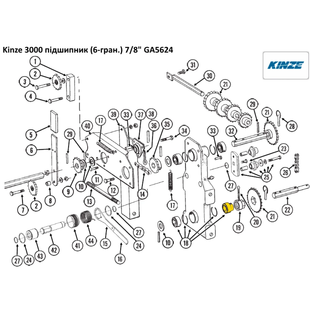 Подшипник под шестигранник Kinze GA5624