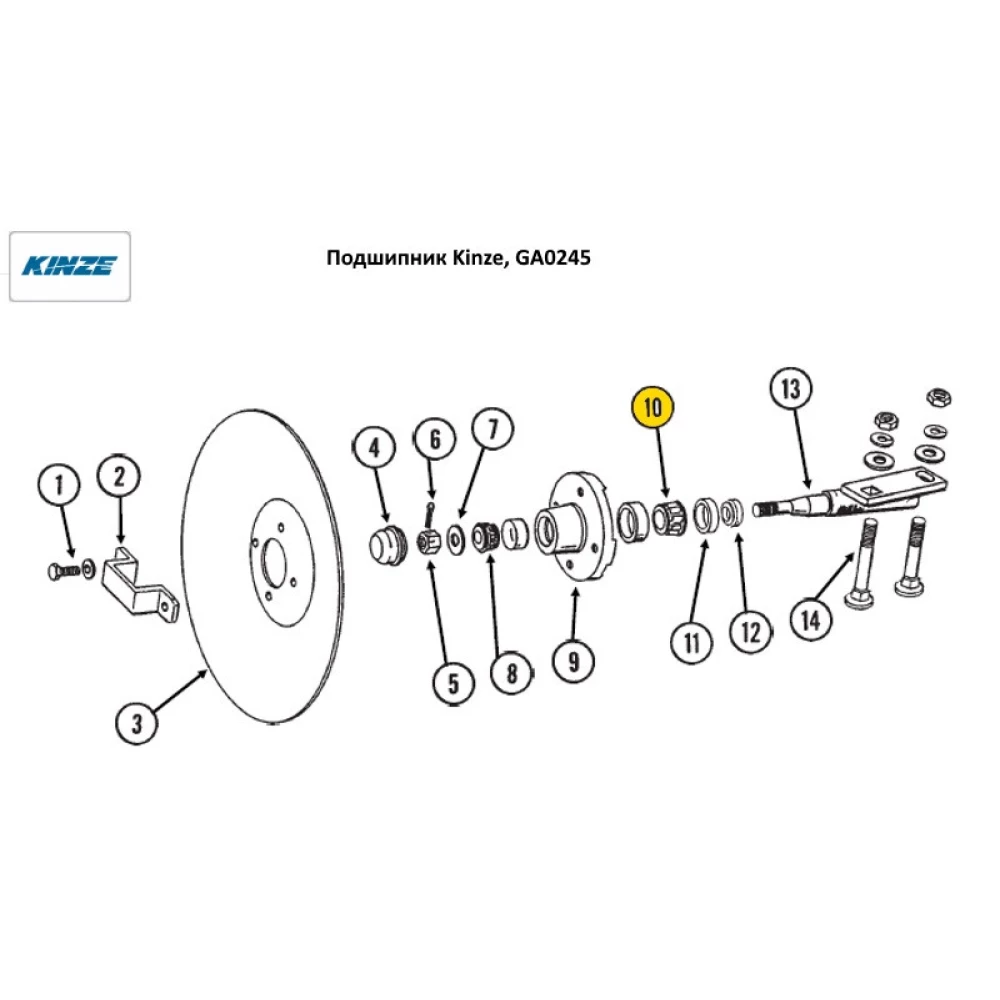 Підшипник Kinze GA0245 GR0150, 822-030, JD8933 JD8253 L44643/10