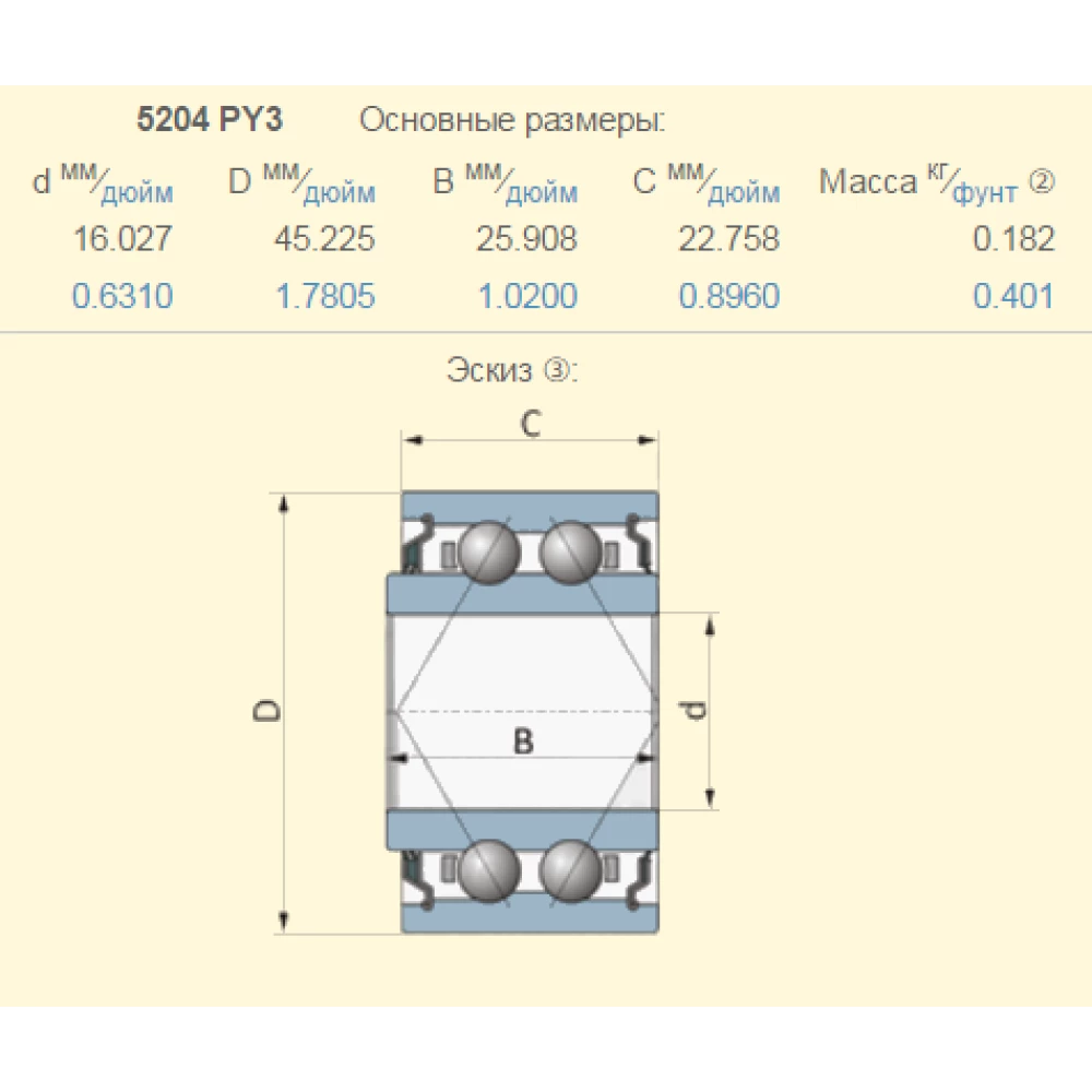 Подшипника AA59196 аналог 5204PY3