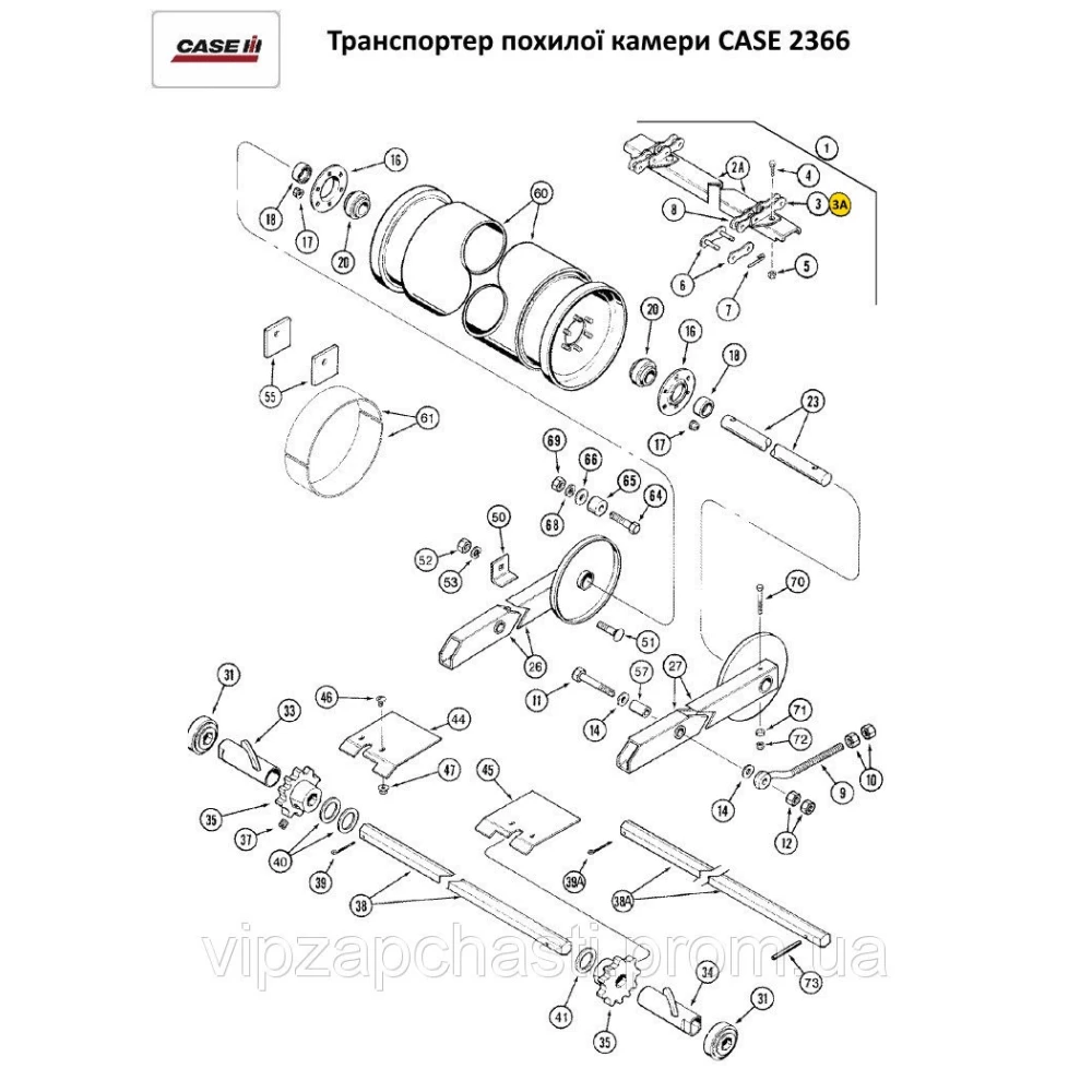 Ланцюг транспортера похилої камери CASE 2366, бічна 107929A1