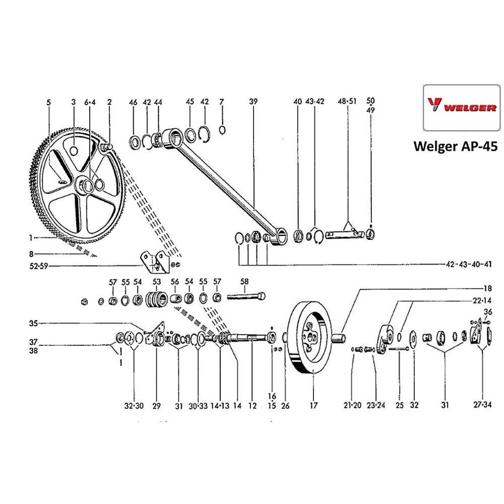 Болт зрізний маховика прес-підбірника Welger AP-45, M8x90 DIN 931-8.8