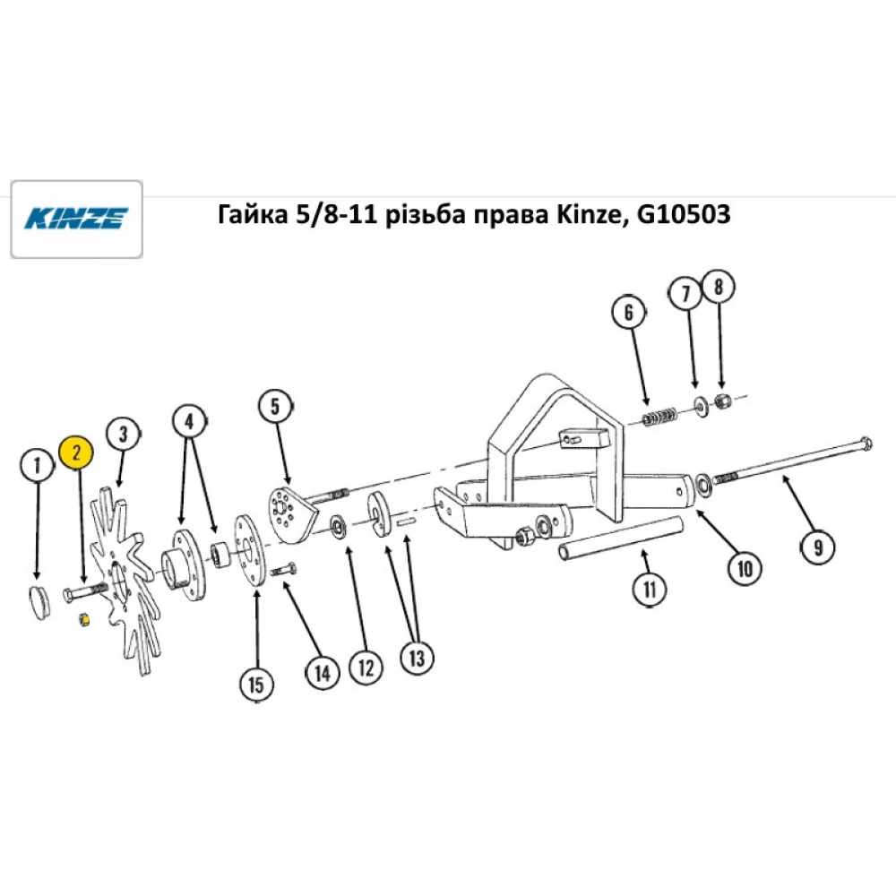 Гайка 5/8-11 різь права Kinze, G10503