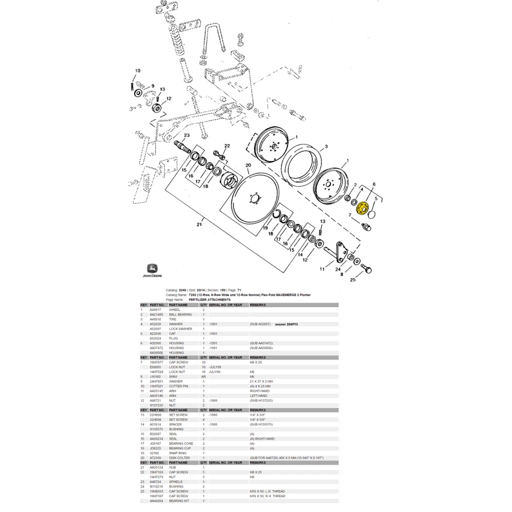 Ступиця диска сосника John Deere AA37472