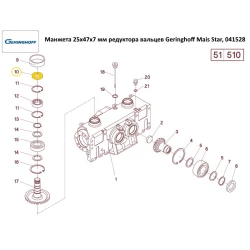 Манжета 25x47x7 мм редуктора вальців Geringhoff Mais Star SC, 041528