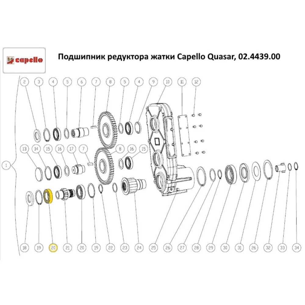 Підшипник редуктора жатки Capello Quasar, 02.4439.00