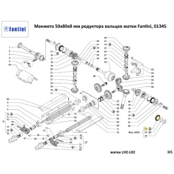 Манжета армована 50x80x8 мм редуктора вальців жатки Fantini, 01345 Манжета армована 50x80x8 мм редуктора вальців жатки Fantini, 01345