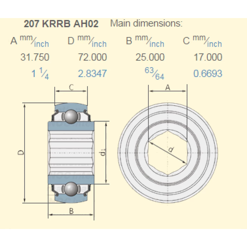 Підшипник John Deere JD9420 аналог 207KRB17