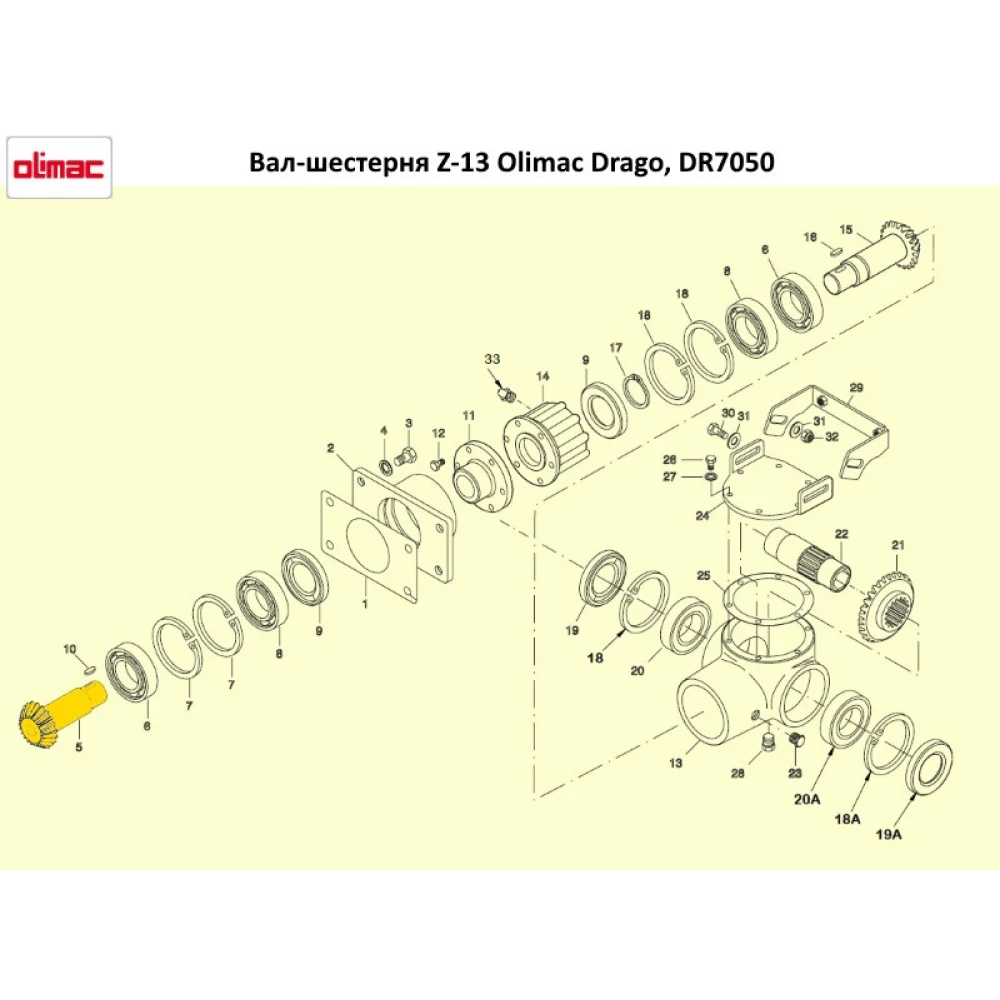 Вал-шестерня Z-13 Olimac Drago, DR7050