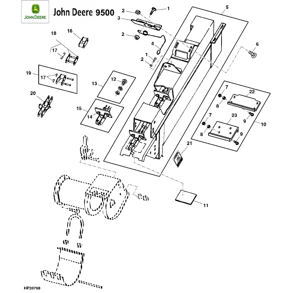 Елеватор зерновий на John Deere 9500, 9510, 9600, 9610, AH162441 