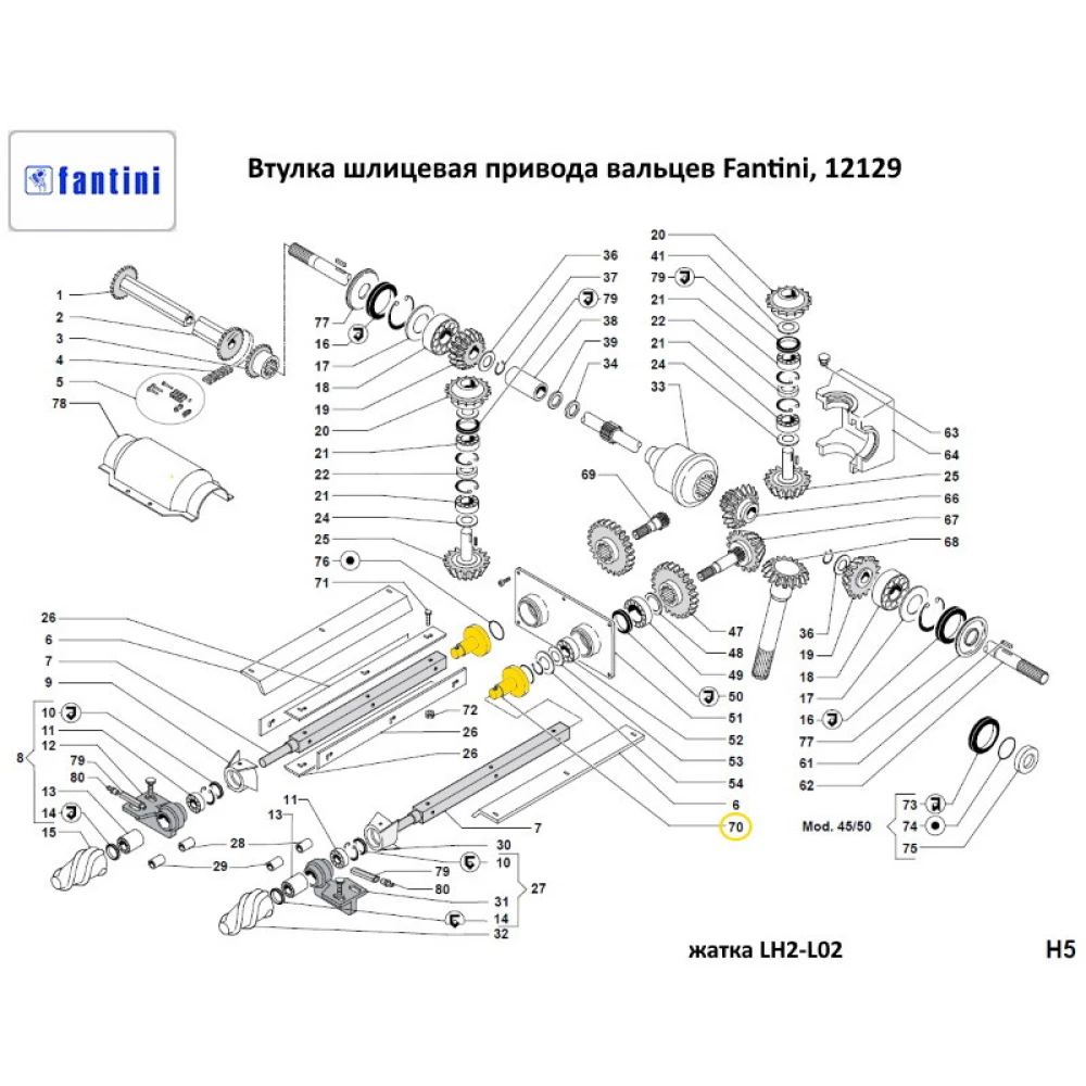 Втулка шліцьова привода вальца Fantini, 12129