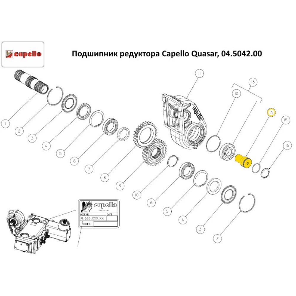 Подшипник редуктора Capello Quasar, 04.5042.00