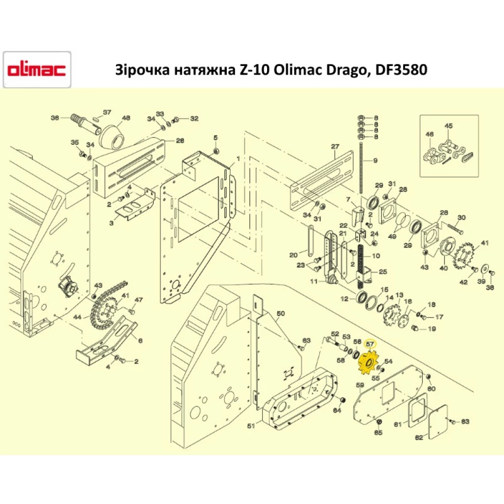 Звездочка натяжная Z-10 Olimac Drago, DF3580