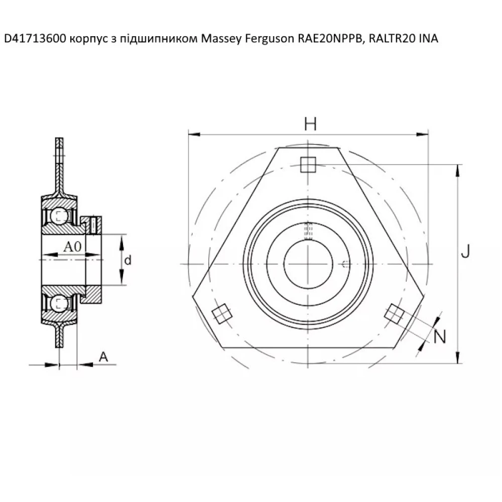 D41713600 корпус с подшипником Massey Ferguson RAE20NPPB, RALTR20 INA