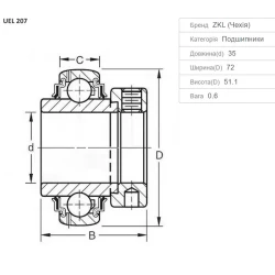 D41716000 подшипник Massey Ferguson GE35KRRB, UEL207 ZKL - Чехія