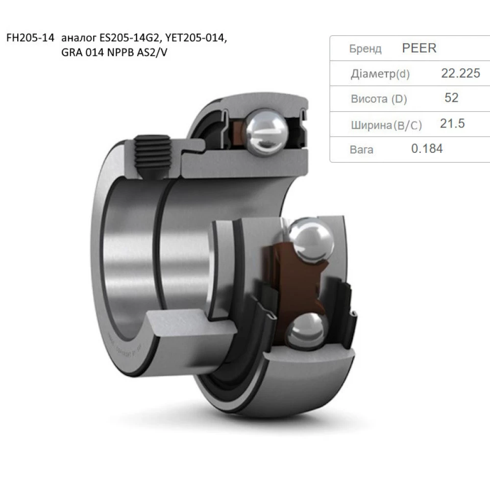 Подшипник John Deere AE29747 аналог RA014NPPB, FH205-14 PEER