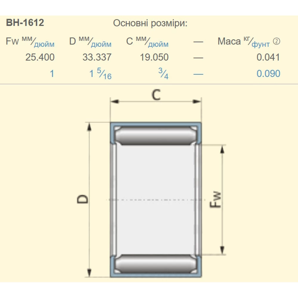 Підшипник John Deere JD8877 аналог BH-1612 KOYO