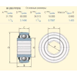 Підшипник John Deere JD9373 аналог W208PPB16 PEER