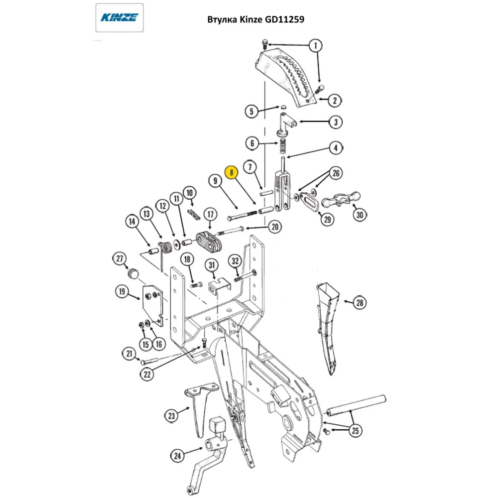 Втулка Kinze 10х45мм GD11259