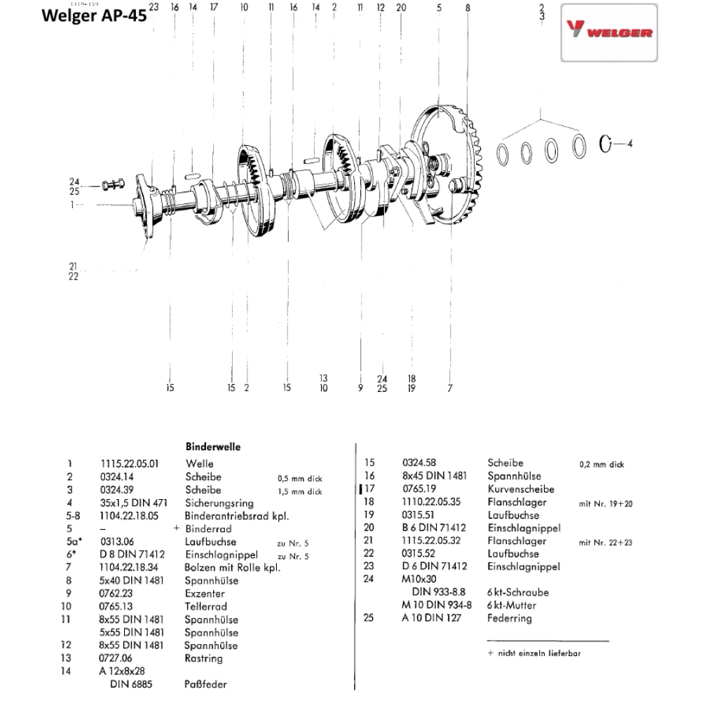 Вал Welger 1115.22.05.01