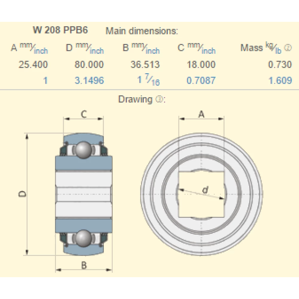 Подшипник Case T15820 аналог W208PPB6