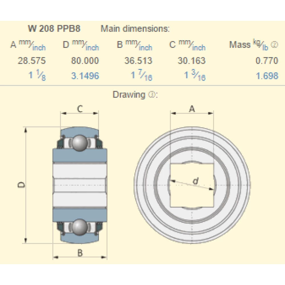 Подшипник Case T25486 аналог W208PPB8