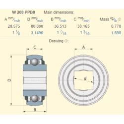 Подшипник Case T25486 аналог W208PPB8