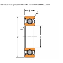 Підшипник Massey Ferguson 833411M1 аналог P204RR6A4362 Timken