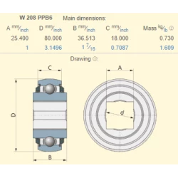 Подшипник Massey Ferguson 834367M1 аналог W208PPB6 Подшипник Massey Ferguson 834367M1 аналог W208PPB6
