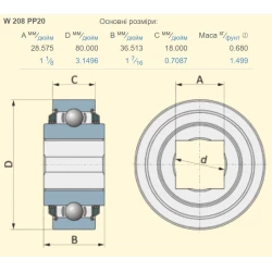 Підшипник Massey Ferguson 1025130M1 аналог W208PPB6 PEER Підшипник Massey Ferguson 1025130M1 аналог W208PPB6 PEER
