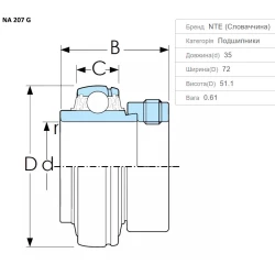 Підшипник New Holland 756965 аналог GE35KRRB, NA207G NTE - Словаччина