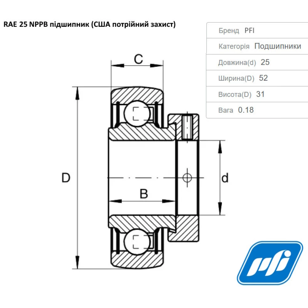 Підшипник New Holland 325103 аналог RAE25NPPB PFI