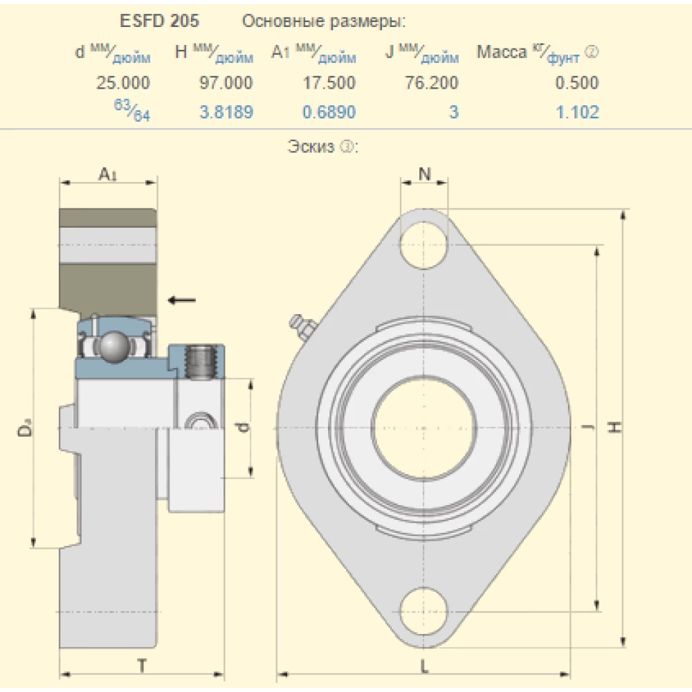 Корпус з підшипником New Holland 9514667 аналог ESFD205